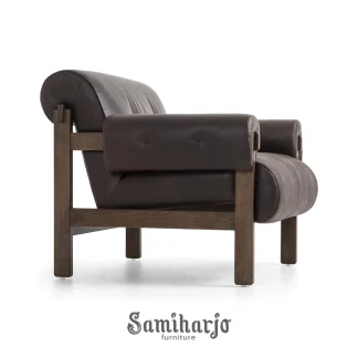 Lounge Chair Heritage Leather Kayu Solid Elegan 1  title