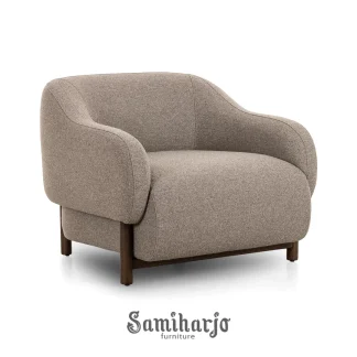 Lounge Chair Modern Fabric Bentuk Lembut Kayu Solid 1  title