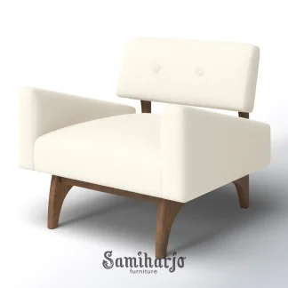 Lounge Chair Scandinavian Boucle Kayu Solid Modern 1  title