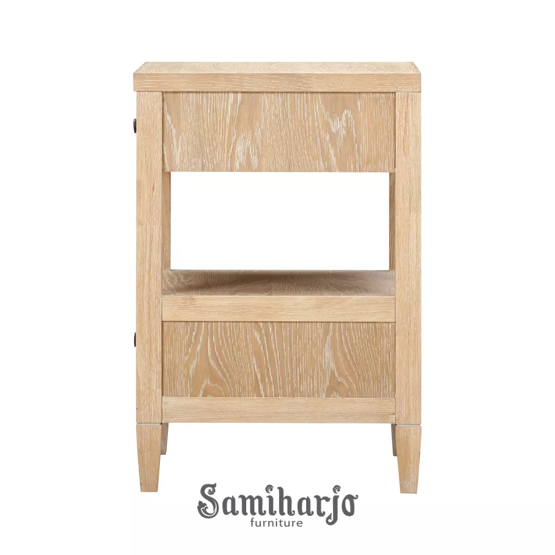 Nightstand Laci Dua Arunika Rak Terbuka Kayu Whitewash Minimalis - Image 2