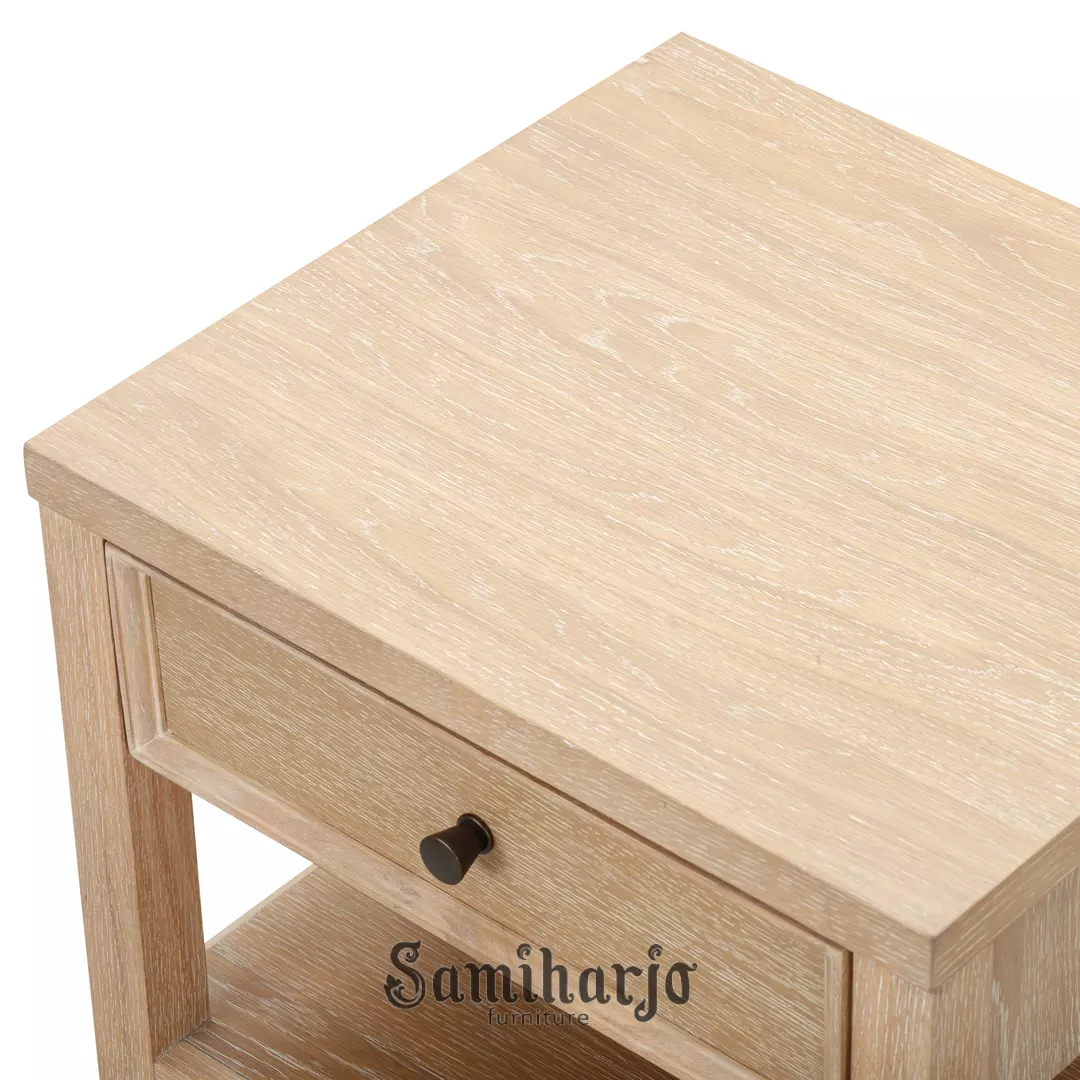 Nightstand Laci Dua Arunika Rak Terbuka Kayu Whitewash Minimalis - Image 3