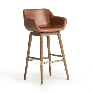 Bar Stool Calviero Bucket Sandaran Lembut Dudukan Nyaman Kayu Solid 1 title