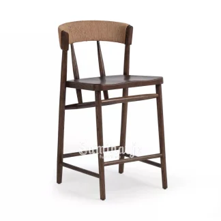 Bar Stool Cressa Sandaran Lengkung Rotan Dudukan Kayu Solid 1 title