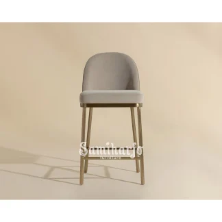 Bar Stool Fabric Cream Sandaran Oval Rangka Gold 1 title