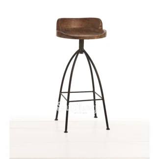 Bar Stool Kayu Mangkok Rangka Besi Lengkung Industrial 1 title