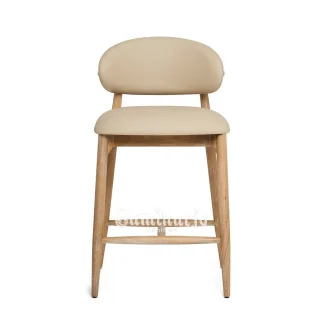 Bar Stool Minimalis Organik Lunar Sandaran Bulat Kayu Solid Modern 1 title