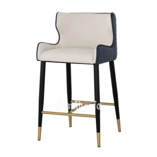 Bar Stool Modern Sayap Mewah Quilted Kaki Logam Detil Emas Elegan 1 title