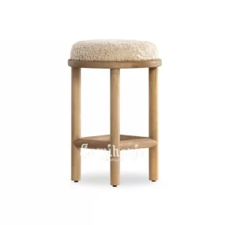 Bar Stool Nordica Round Cushion Dudukan Boucle Kayu Solid 1 title