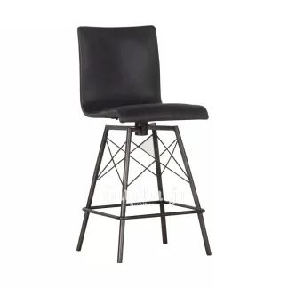 Bar Stool Putar Industrial Sandaran Hitam Rangka Besi 1 title