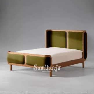 Bed Frame Olive Curve Upholstery Kayu Jati Modern Elegan 1  title