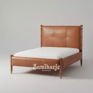 Bed Frame Saddle Panel Kulit Kayu Jati Elegan Modern 1  title