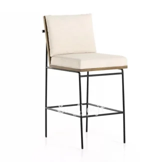 Counter Stool Cushion Linen Aksen Kayu Rangka Besi Minimalis 1 title