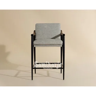 Counter Stool Fabric Armrest Kayu Rangka Besi Modern 1 title