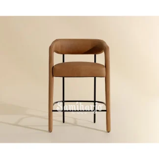 Counter Stool Kulit Tan Armrest Lengkung Industrial 1 title