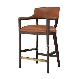 Kursi Bar Kayu Solid Elegan Klasik Vintage Punggung Lengkung Mewah 1 title