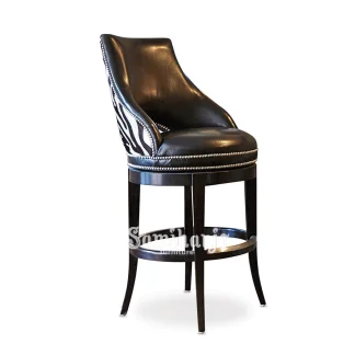 Kursi Bar Kulit Hitam Zebra Swivel Empuk untuk Lounge Island 1 title