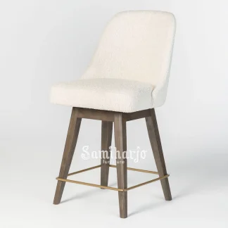 Kursi Bar Kulit Vintage Kaki Kayu Solid Sandaran Elegan Cafe 1 title