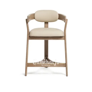 Kursi Bar Tripod Lumbar Sandaran Lengkung Kayu Solid Mewah Estetik 1 title