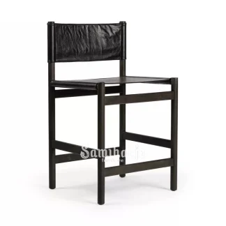 Kursi Tinggi Lorian Sandaran Kulit Dudukan Sleek Kayu Solid 1 title