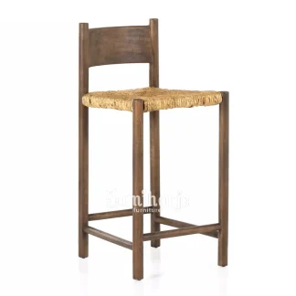Kursi Tinggi Rustic Seagrass Anyaman Dudukan Kayu Solid 1 title