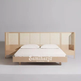 Tempat Tidur Cane Wall Frame Kayu Jati Modern 1  title