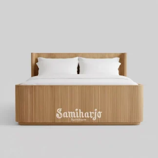 Tempat Tidur Fluted Panel Oak Kayu Jati Modern 1  title