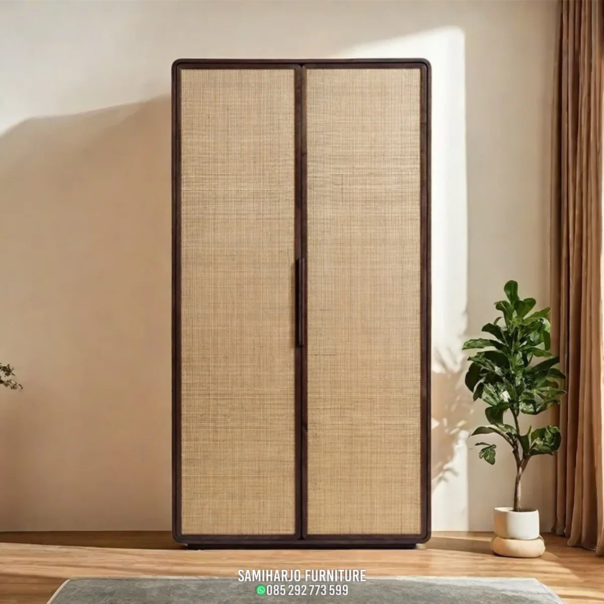 Almari Baju Rotan Rounded Elvara Pintu Lengkung Rak Simpan Minimal - Image 3