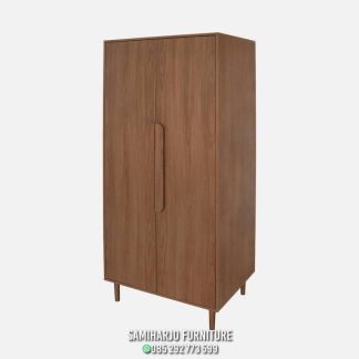 Cabinet Baju Kayu Midcentury Arlon Pintu Simpel Rak Dalam Fungsional 1  title