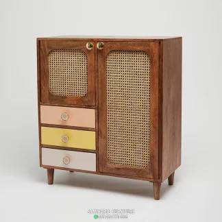 Cabinet Baju Rotan Vintara Kombinasi Rak Laci Unik Simpan Multifungsi 1  title