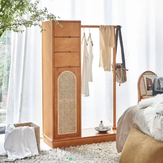 Cloth Rack Rotan Minimalis Kabinet Busana Japandi Multifungsi 1  title