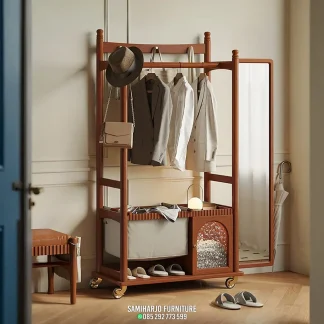 Troli Wardrobe Cermin Rak Busana Portable Interior Elegan 1  title