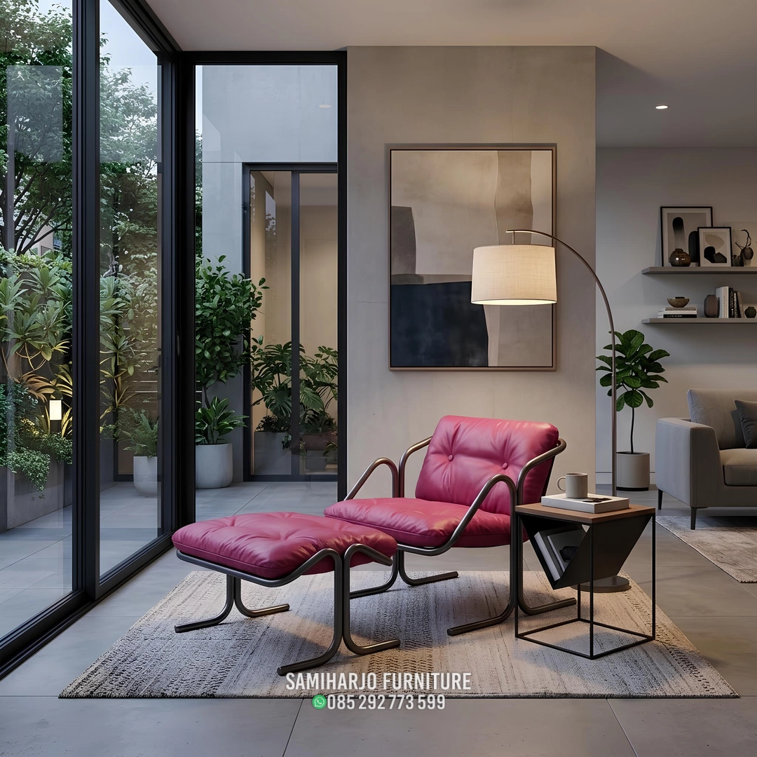 Kursi Armchair Rendah Lounger Stainless Bantal Ivory Nyaman - Image 2