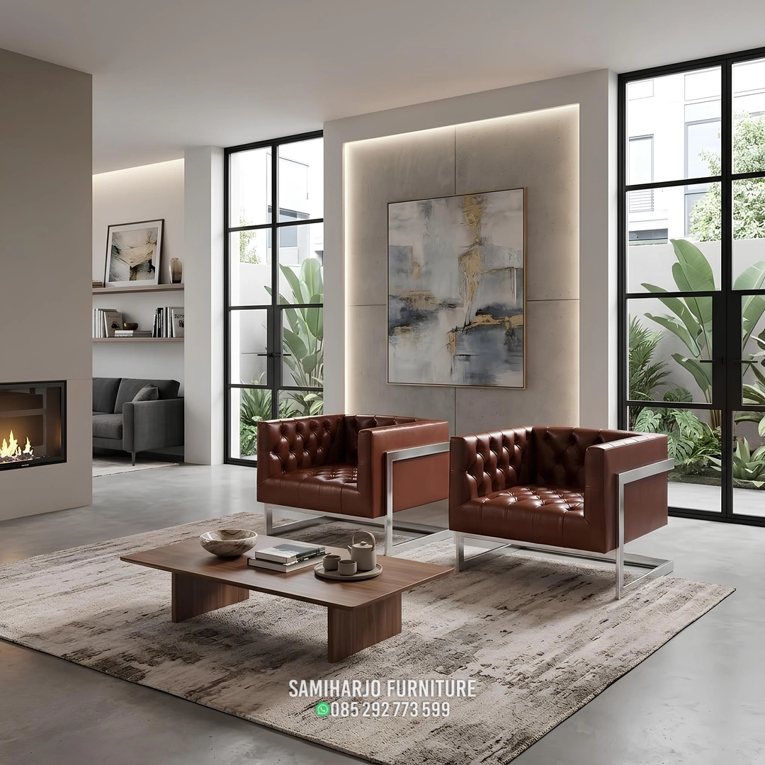 Kursi Chesterfield Kubus Klasik Modern Bingkai Stainless Plat - Image 4
