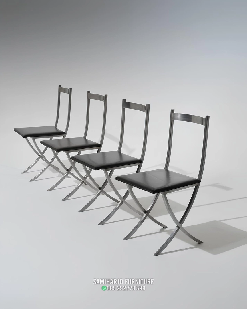 Kursi Makan Minimalis Modern Stainless X Leg - Image 4