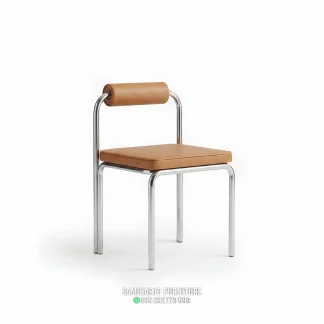 Kursi Makan Minimalis Silinder Kulit Tan Elegan 1 title