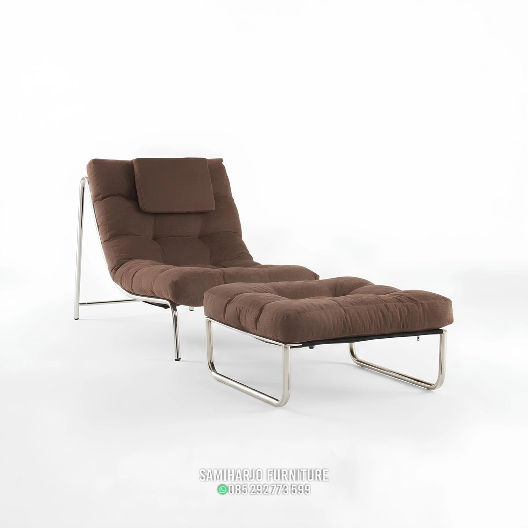 Kursi Recliner Lounge Dan Ottoman Coklat Santai Ergonomis 1 title