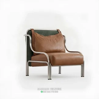 Kursi Santai Kulit Rangka Stainless Minimalis Modern Elegan 1 title