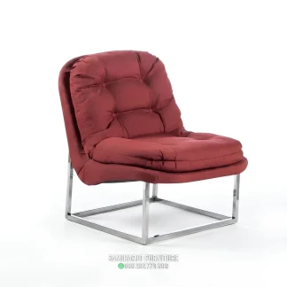 Kursi Santai Merah Kaki Kotak Stainless Ramping Nyaman 1 title