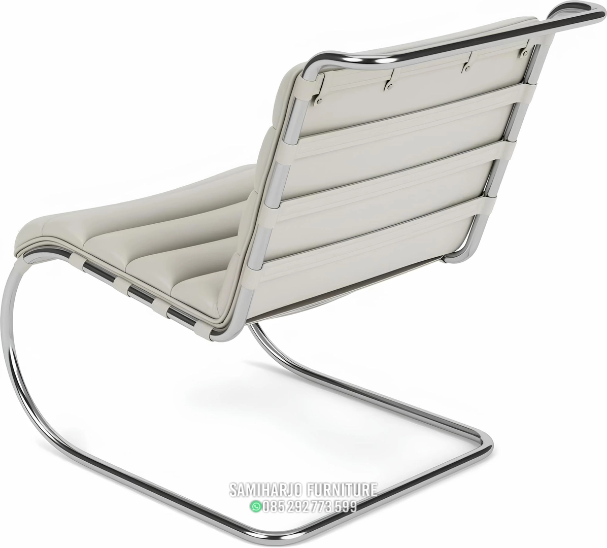 Kursi Santai Putih Tulang Rangka Stainless Cantilever Rapi - Image 2