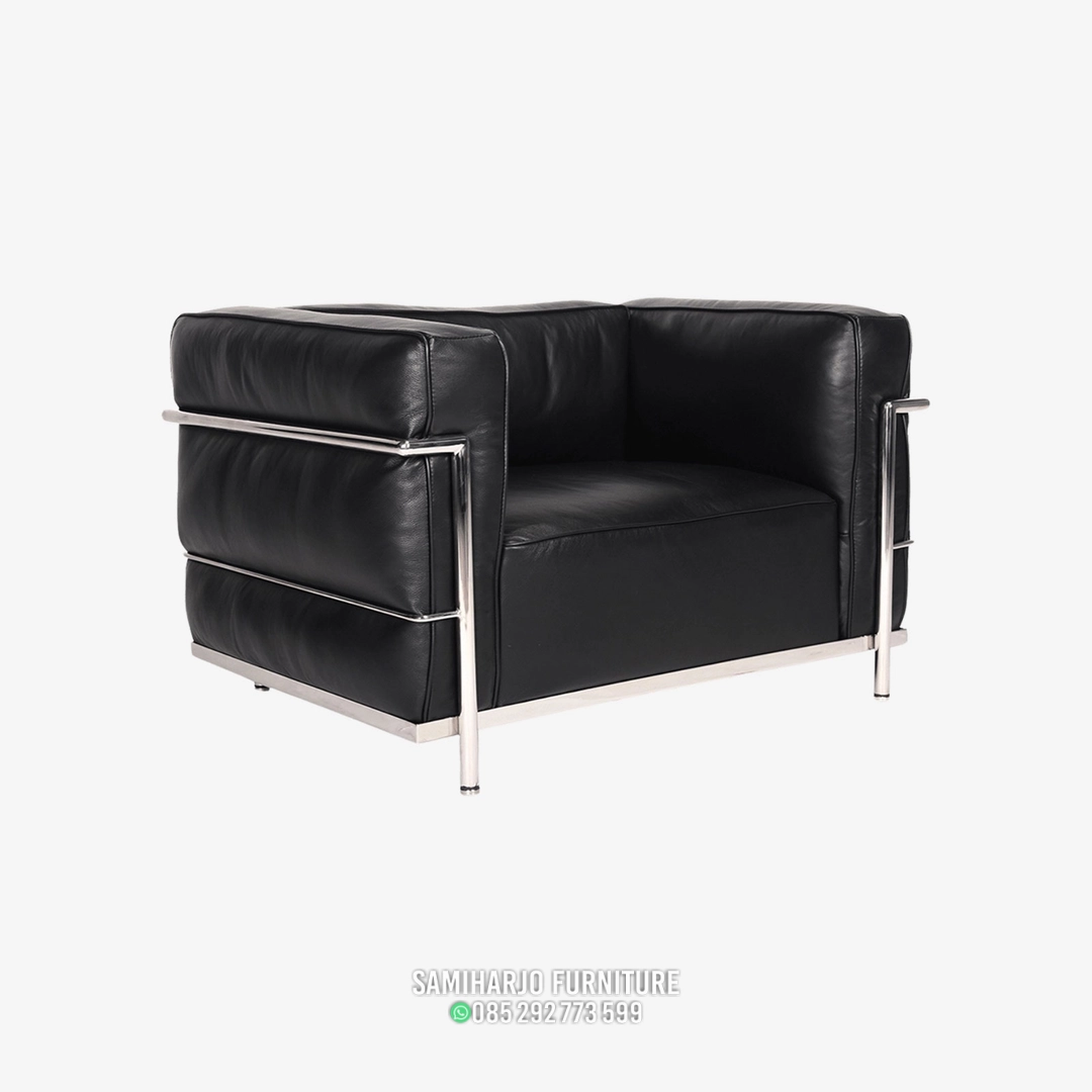Sofa Single Cube Kulit Mewah Rangka Stainless Luar 1 title